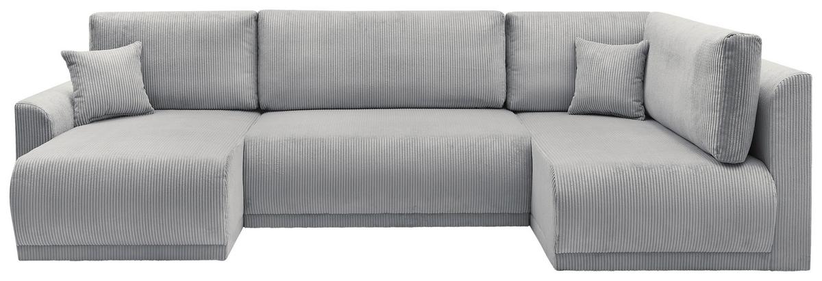 Rohová sedačka KIM U, oboustranná, šedý manšestr - šedá, Moderní, dřevo (146/313/160cm)