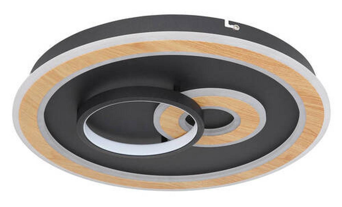 Led-deckenleuchte Ø 50 Cm Mit Smartphone-Steuerung - Opal/Schwarz, Design, Kunststoff/Metall (50/7cm) - Globo