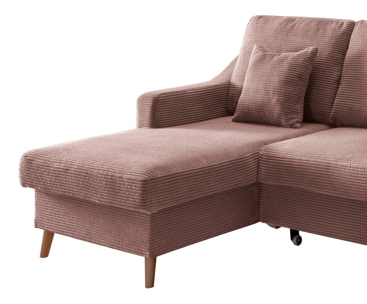 Ecksofa Valentina - Rosa/Naturfarben, Design, Textil (150/228cm) - P & B