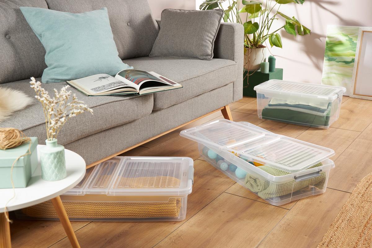 Unterbettroller Leo - Transparent, Basics, Kunststoff (77 cm/58 cm/16 cmcm)