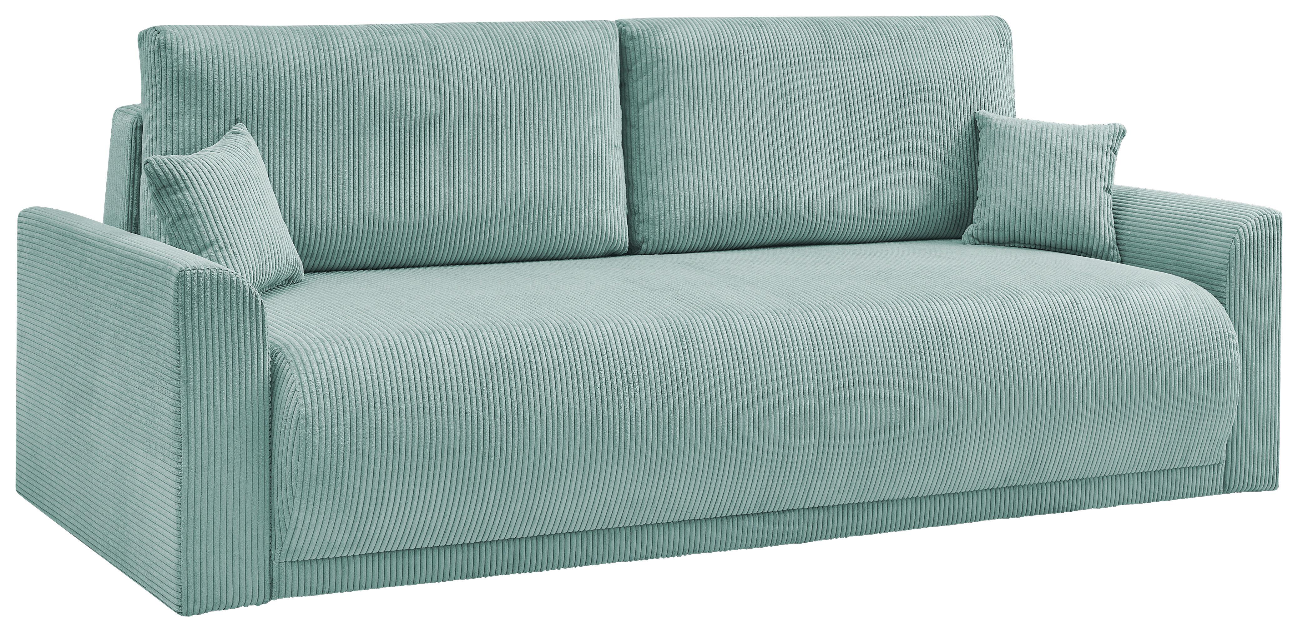 Rozkládací pohovka KIM, mátově zelený manšestr - mátově zelená, Moderní, dřevo (234/90/103cm)