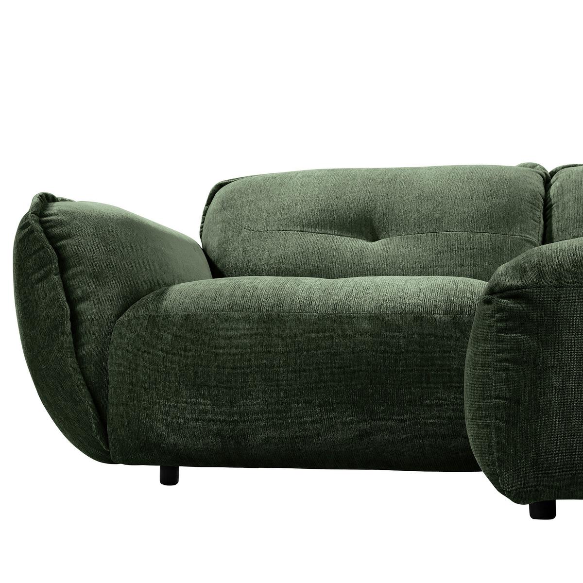 Ecksofa Fluffy Dunkelgrün S: 269x184 Cm - Dunkelgrün/Schwarz, MODERN, Textil (269/184cm) - Trendmanufaktur