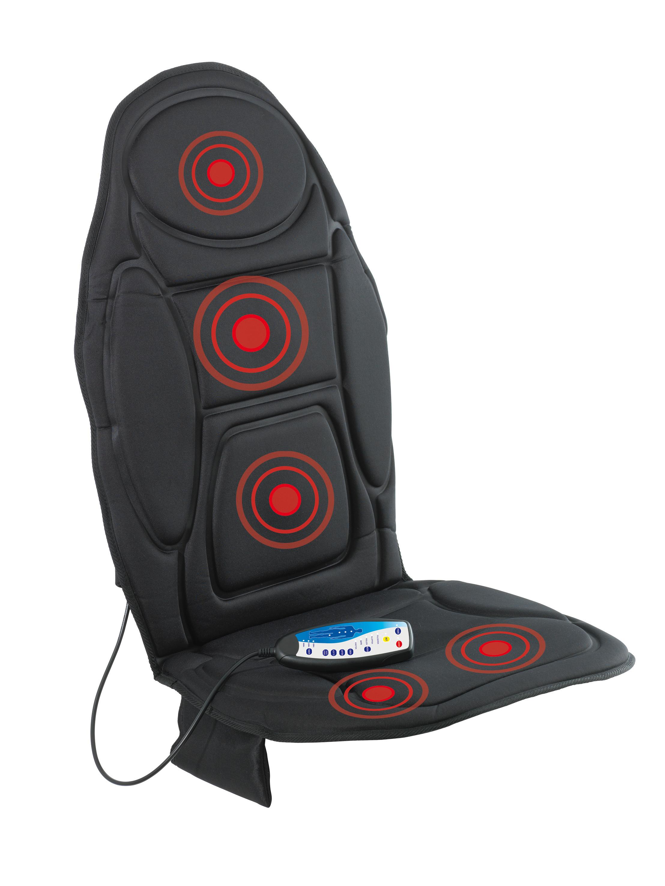 Massage-Sitzauflage Wärmefunktion 4 Zonen - Schwarz, Basics, Textil (109/49/5cm)