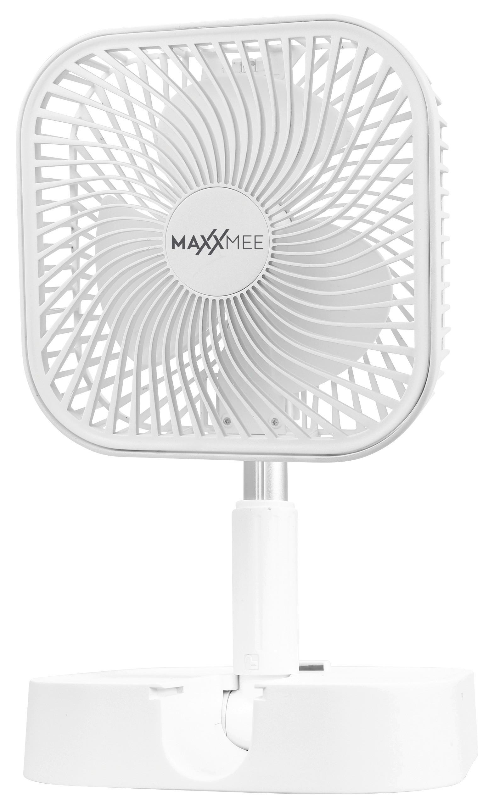 Akku-Ventilator 1,3-4,8 W Maxxmee H: 19,7 cm - Weiß, Basics, Kunststoff/Metall (19,7/19,7/9,3cm) - TV - Unser Original