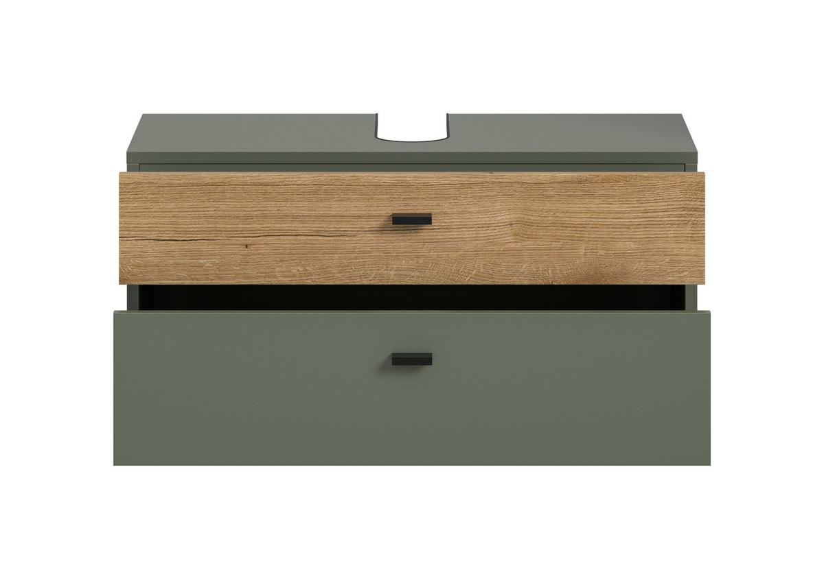 Waschbeckenunterschrank Aqua Grün/Eichefarben B: 75cm - Eichefarben/Grün, Trend, Holzwerkstoff (75/35/35cm) - MID.YOU