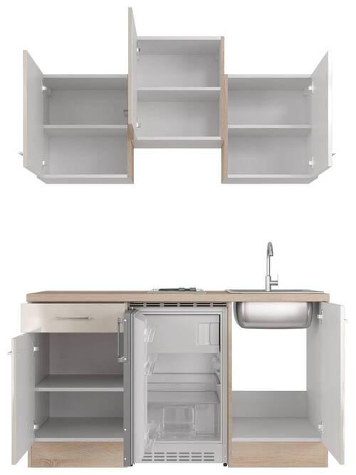 Minikuchyňa NEPAL vrátane spotrebičov a drezu - kašmírová/farba ušľachtilej ocele, Modern, kov/kompozitné drevo (150,5cm) - FlexWell