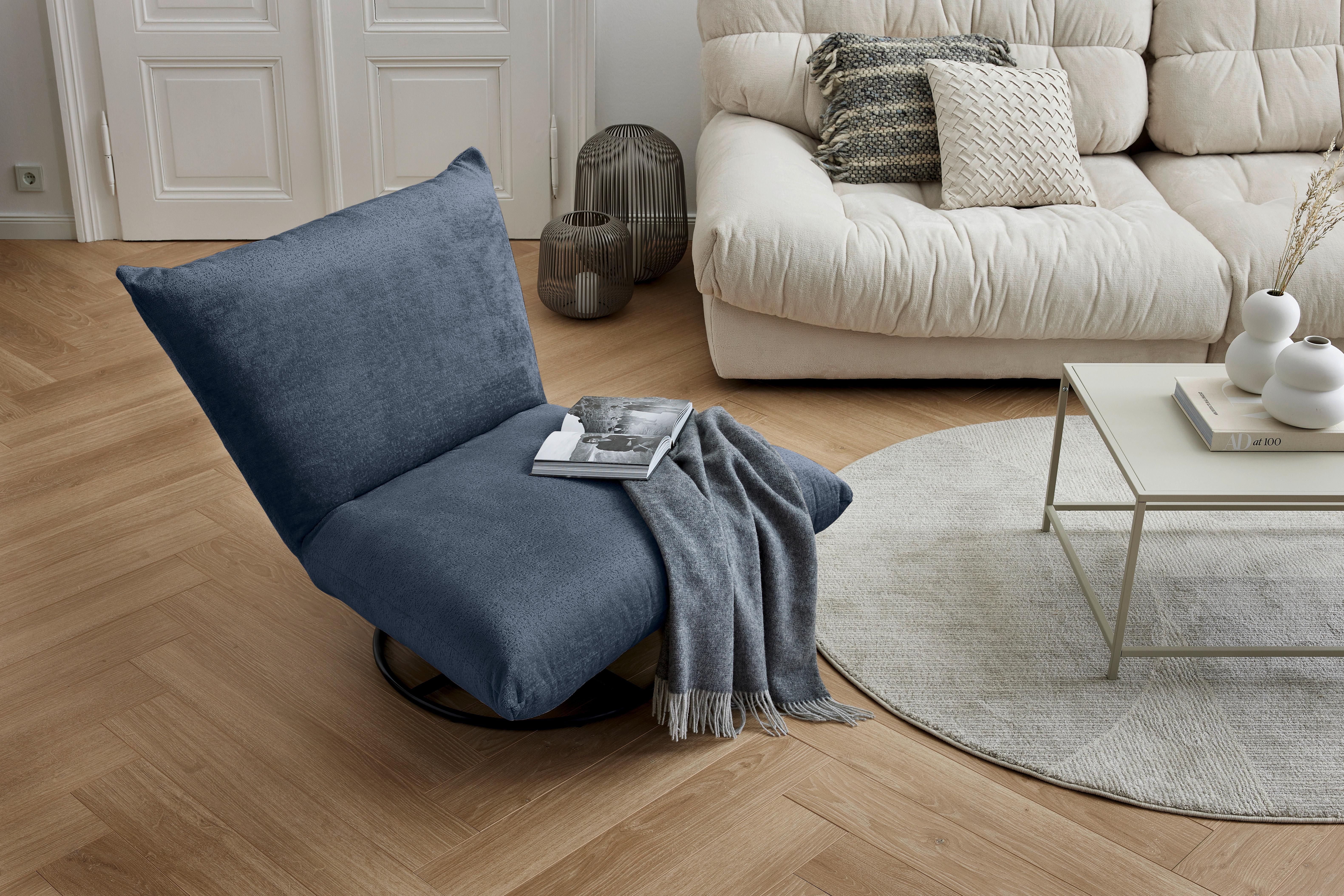 Relaxsessel Cremona Polyester Dunkelblau - Schwarz/Dunkelblau, Design, Textil (100/78/96cm) - Livetastic