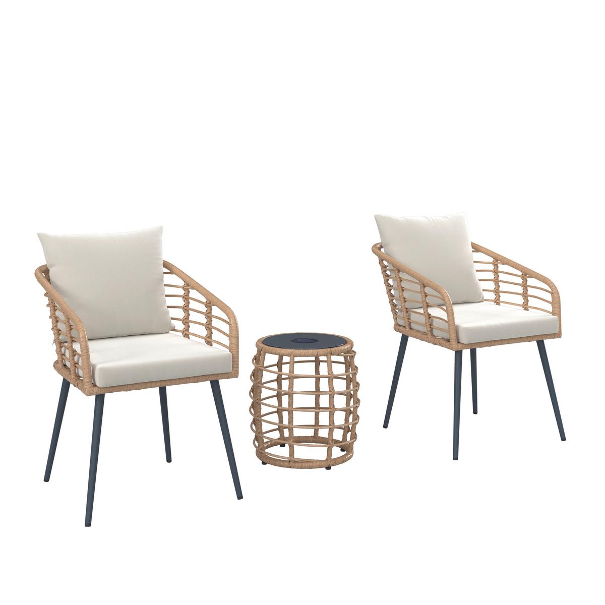 SADA NA BALKON LENI 1 - černá/přírodní barvy, Moderní, kov/textil (56/62/72cm) - Mömax