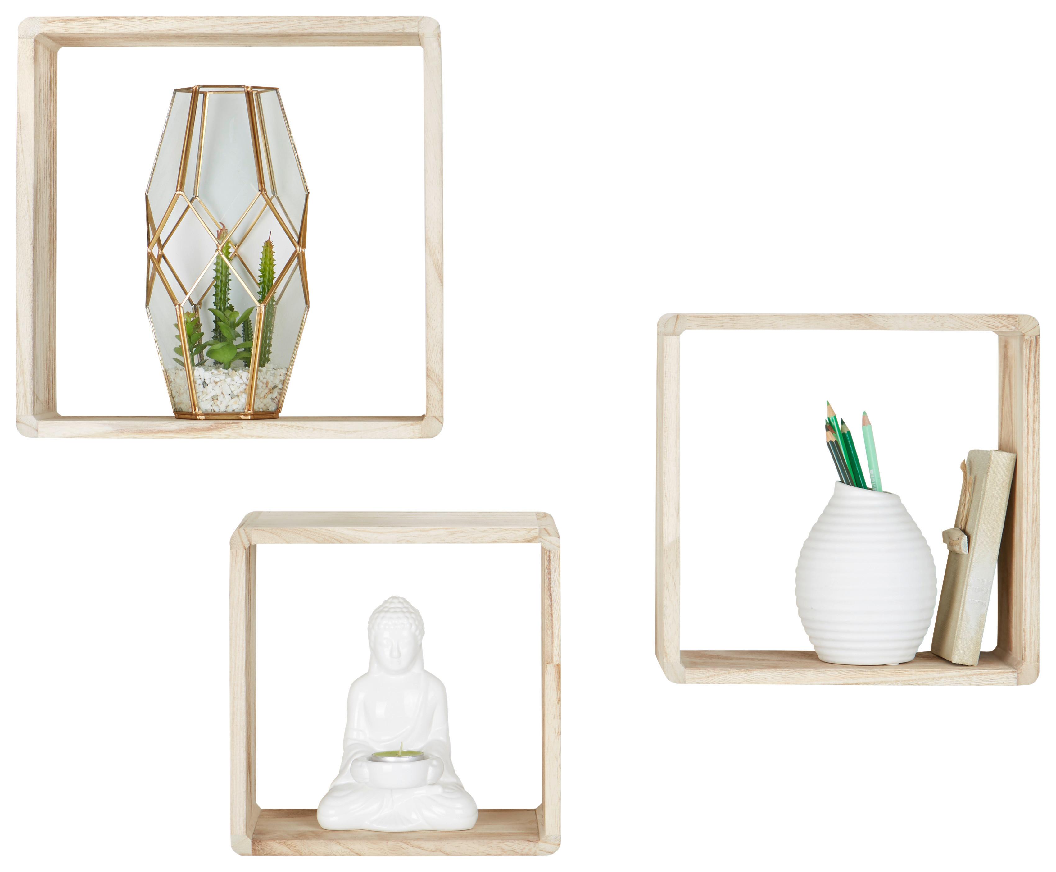 SADA NÁSTENNÝCH REGÁLOV TOBY - prírodná farba, Romantik / Landhaus, drevo - Mömax