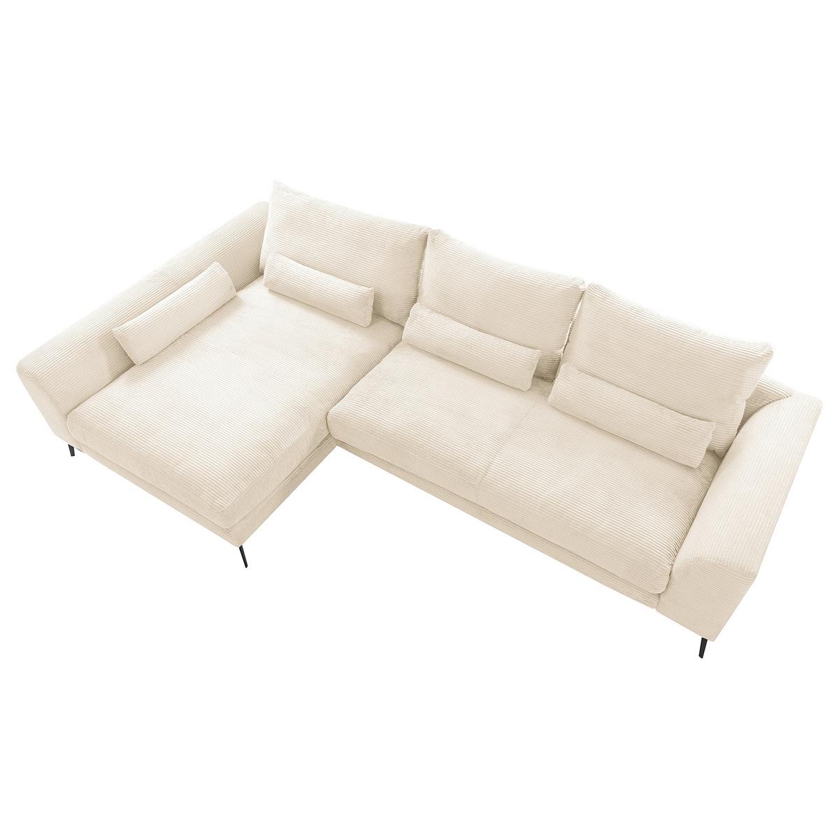 Ecksofa Berlin Creme Cord 172x313 cm - Creme/Schwarz, Design, Textil (172/313cm) - P & B