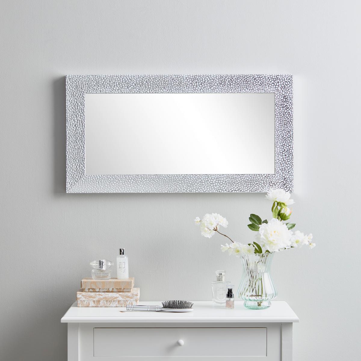 Spiegel Polly II Silberfarben/Weiß BxH: 84x44cm - Silberfarben/Weiß, MODERN, Glas/Kunststoff (84/44cm)