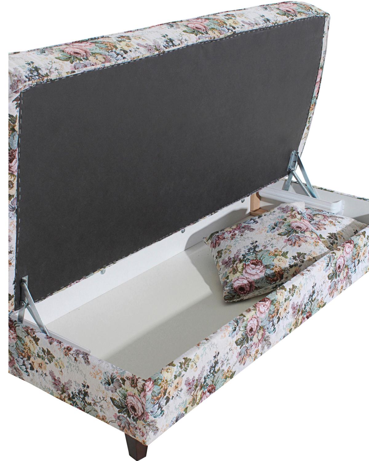 Recamiere Selma Rose Links mit Bettkasten+schlaffunktion - Nussbaumfarben/Multicolor, Design, Textil (190/88/82cm) - Max Winzer