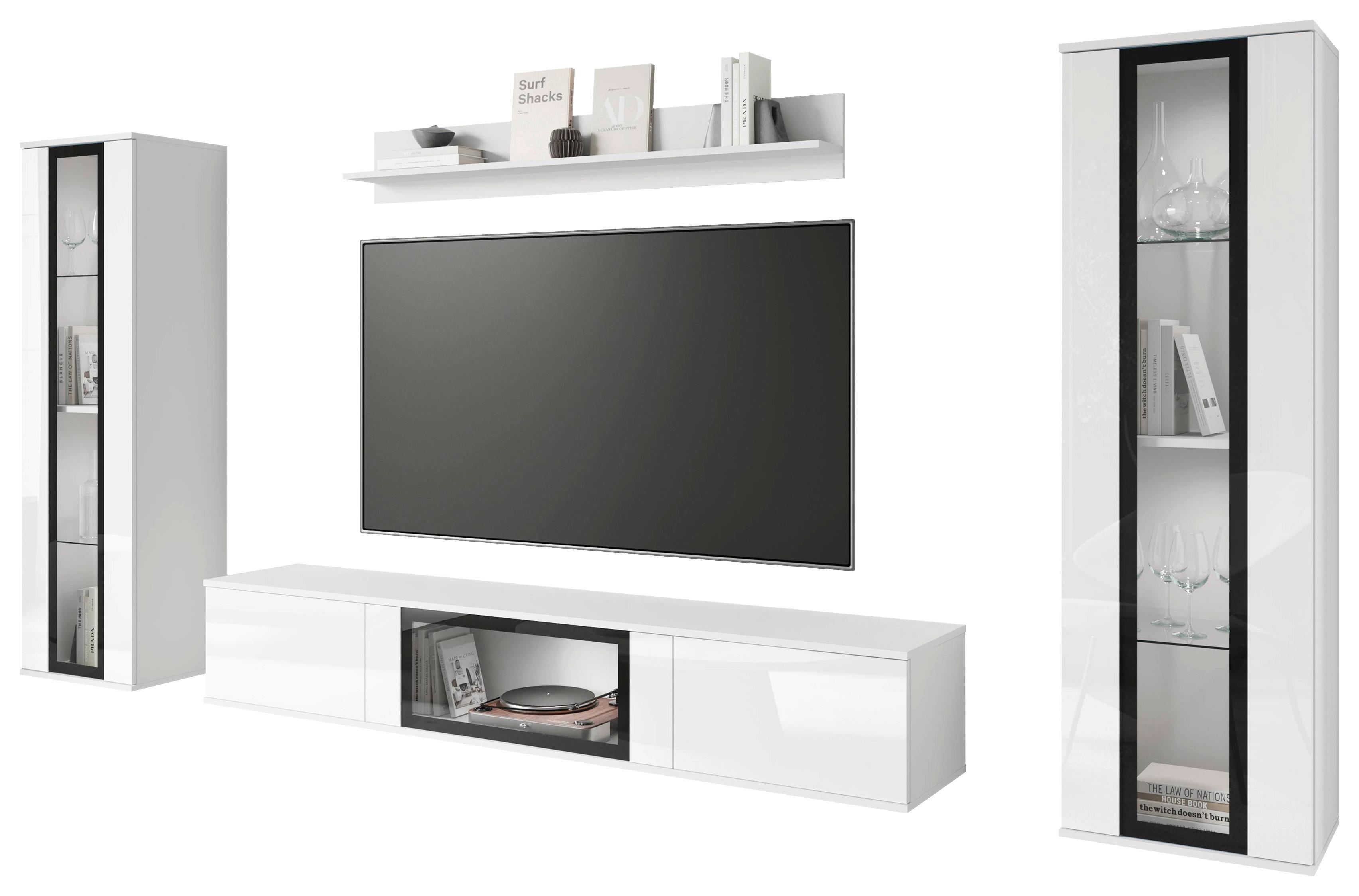 OBÝVACÍ STĚNA CARO - bílá/černá, Trend, kompozitní dřevo/plast (262/141,9/33cm) - Livetastic