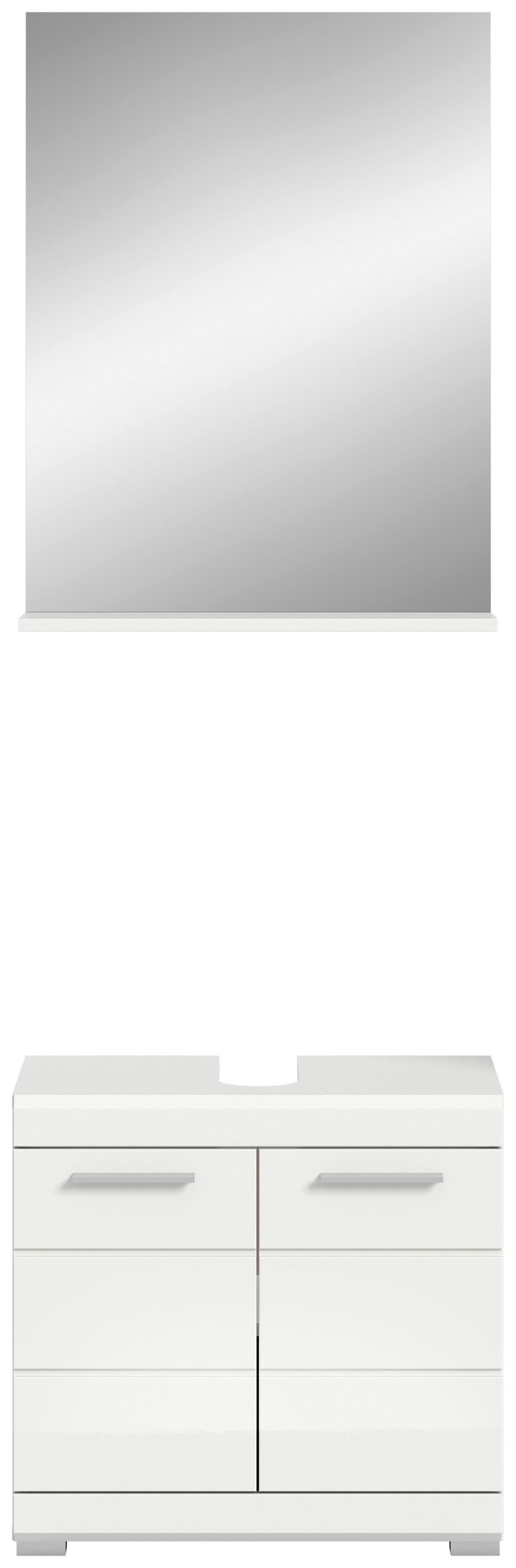 Badezimmer Scout Weiß B: 60 Cm - Weiß Hochglanz/Silberfarben, MODERN, Glas/Holzwerkstoff (60cm) - MID.YOU