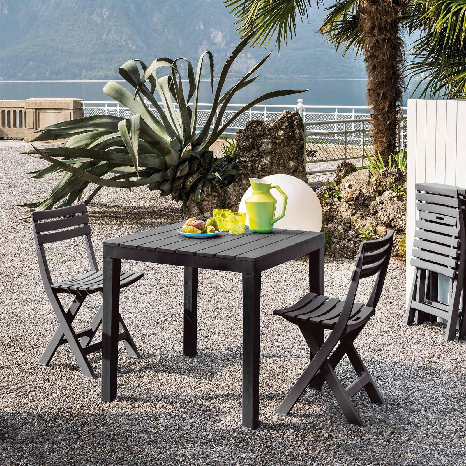 Gartentisch Bali Kunststoff L 78 cm - Anthrazit, Basics, Kunststoff (78/78/72cm)