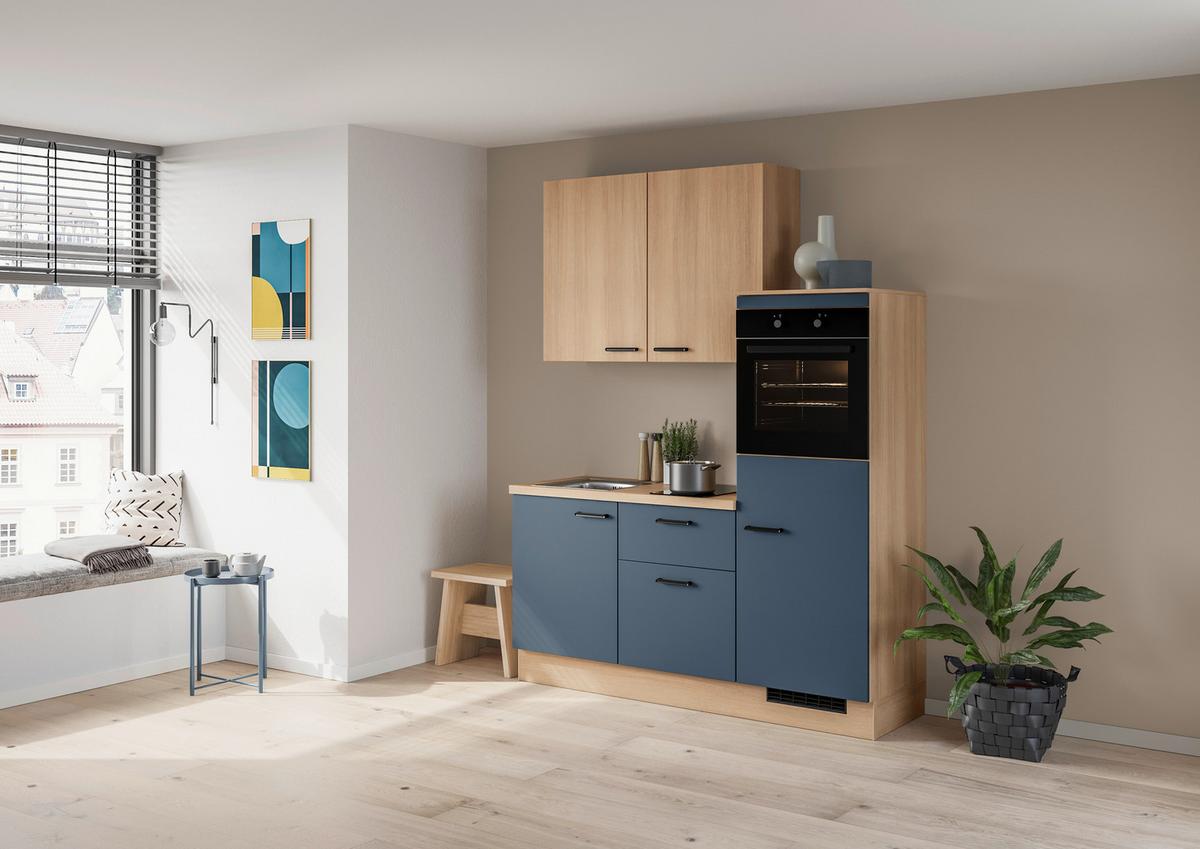 Küchenblock Ip 1200 - Blau/Eichefarben, Trend (180cm) - Impuls