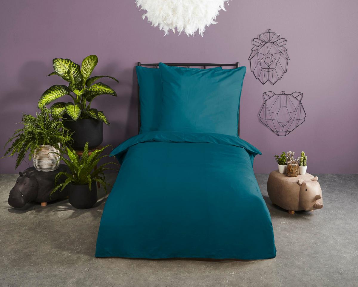 Bettwäsche Blau Petrol 135x200 Cm - Petrol, Basics, Textil (135/200cm)
