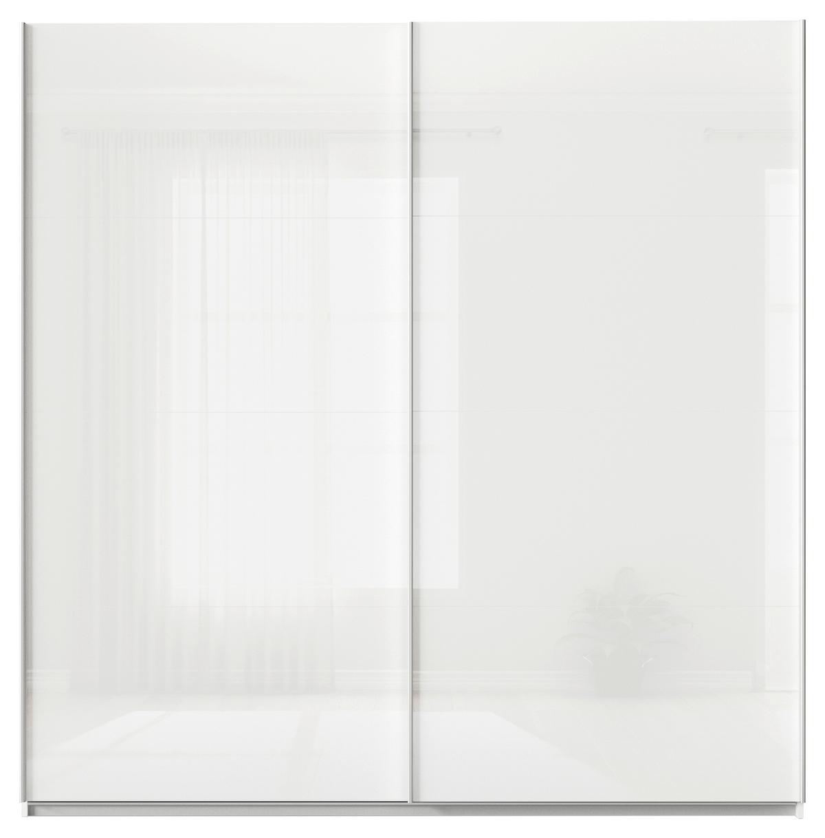 Schwebetüresnchrank B: 225cm Feldkirch Weiß - Weiß Hochglanz/Weiß, MODERN, Glas/Holzwerkstoff (225/229/62cm)