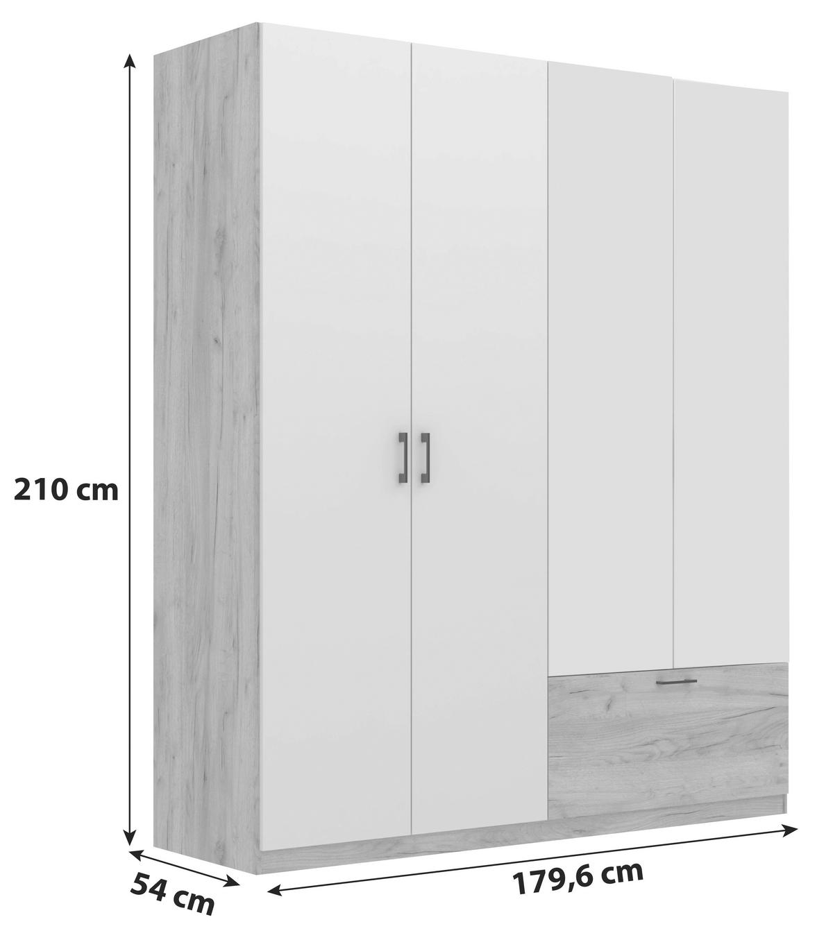 Nyílóajtós Szekrény Mila 180/210 Cm - Artisan tölgy/fehér, Konventionell, faalapú anyag (180/210/54cm)