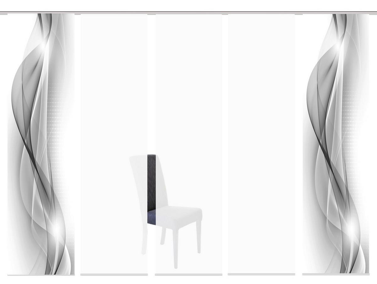 Flächenvorhang 5-Tlg. Neblana B: 60 cm, Grau, Blickdicht - Grau, Basics, Textil (60/245cm)