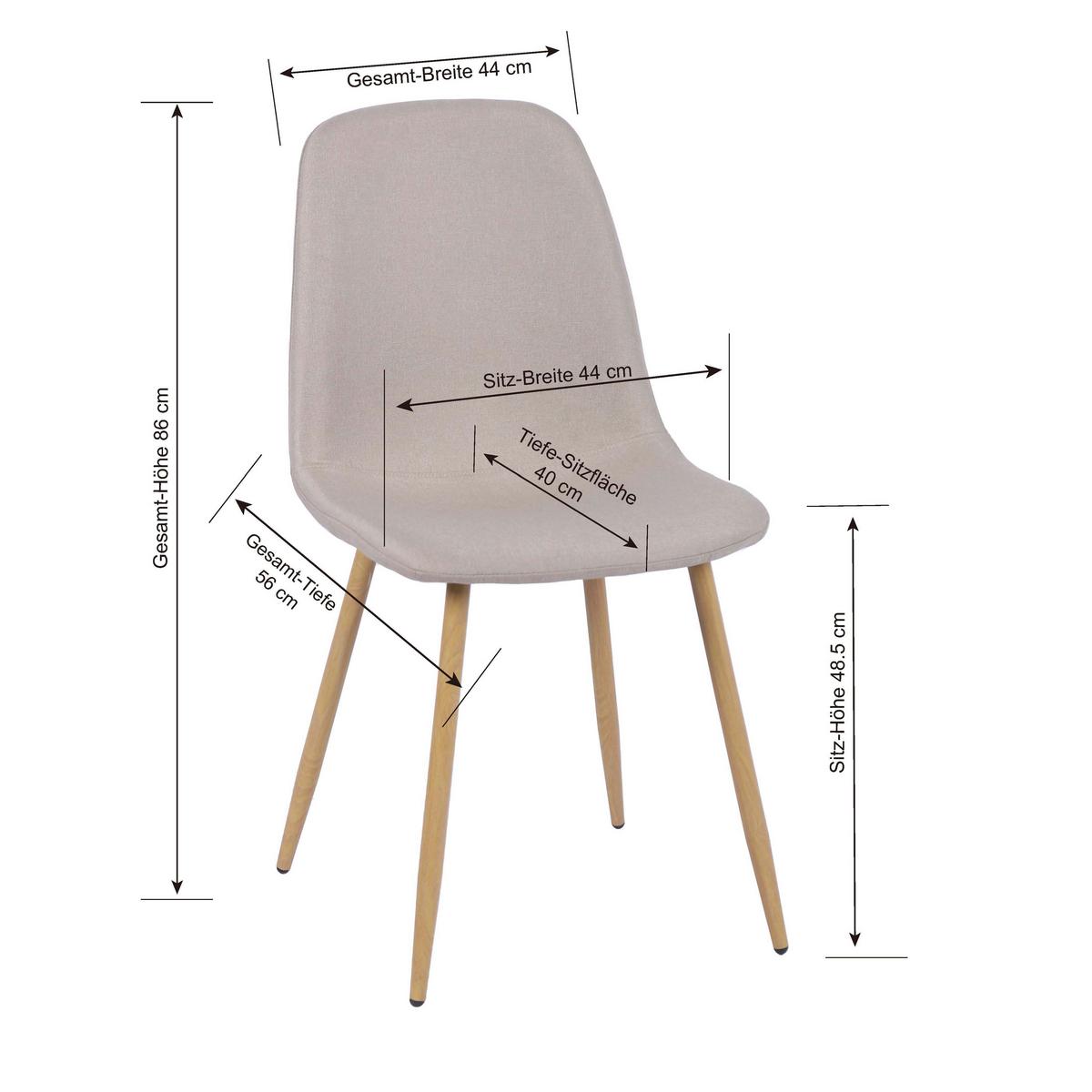 Vierfußstuhl Mona Leinenoptik Beige - Eichefarben/Beige, MODERN, Holz/Textil (44/87/56cm)