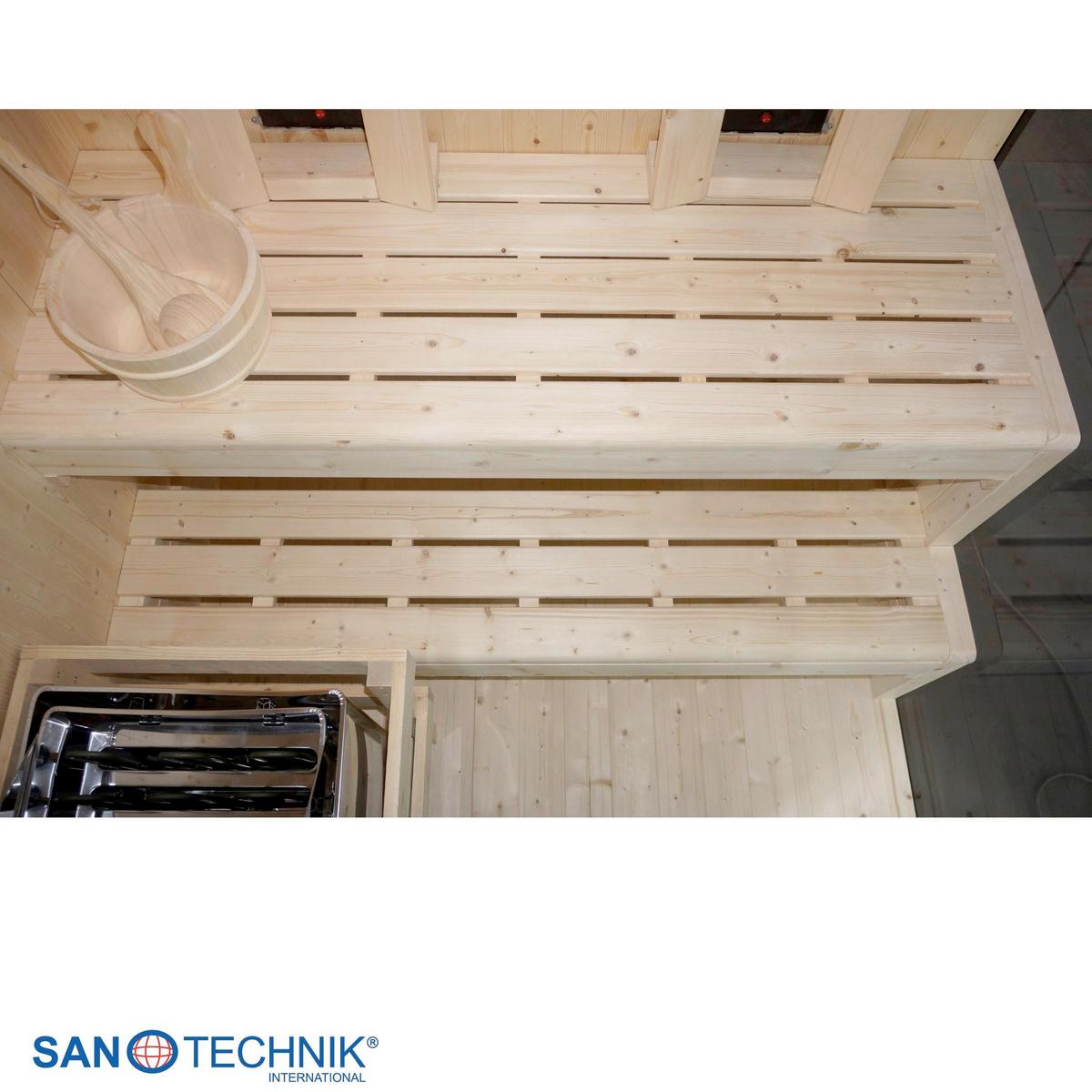 Sauna+Infrarotkabine GLACIER L geeignet für 2-3 Personen - Fichtefarben, Basics, Glas/Holz (150/120/200cm) - Sanotechnik