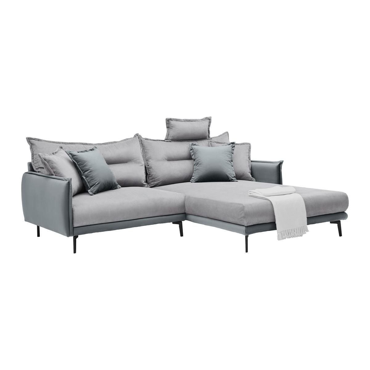 Rohová sedačka NUOVO, obojstranná, sivá - čierna/sivá, Modern, kov/textil (245/72-113/190cm) - Mömax