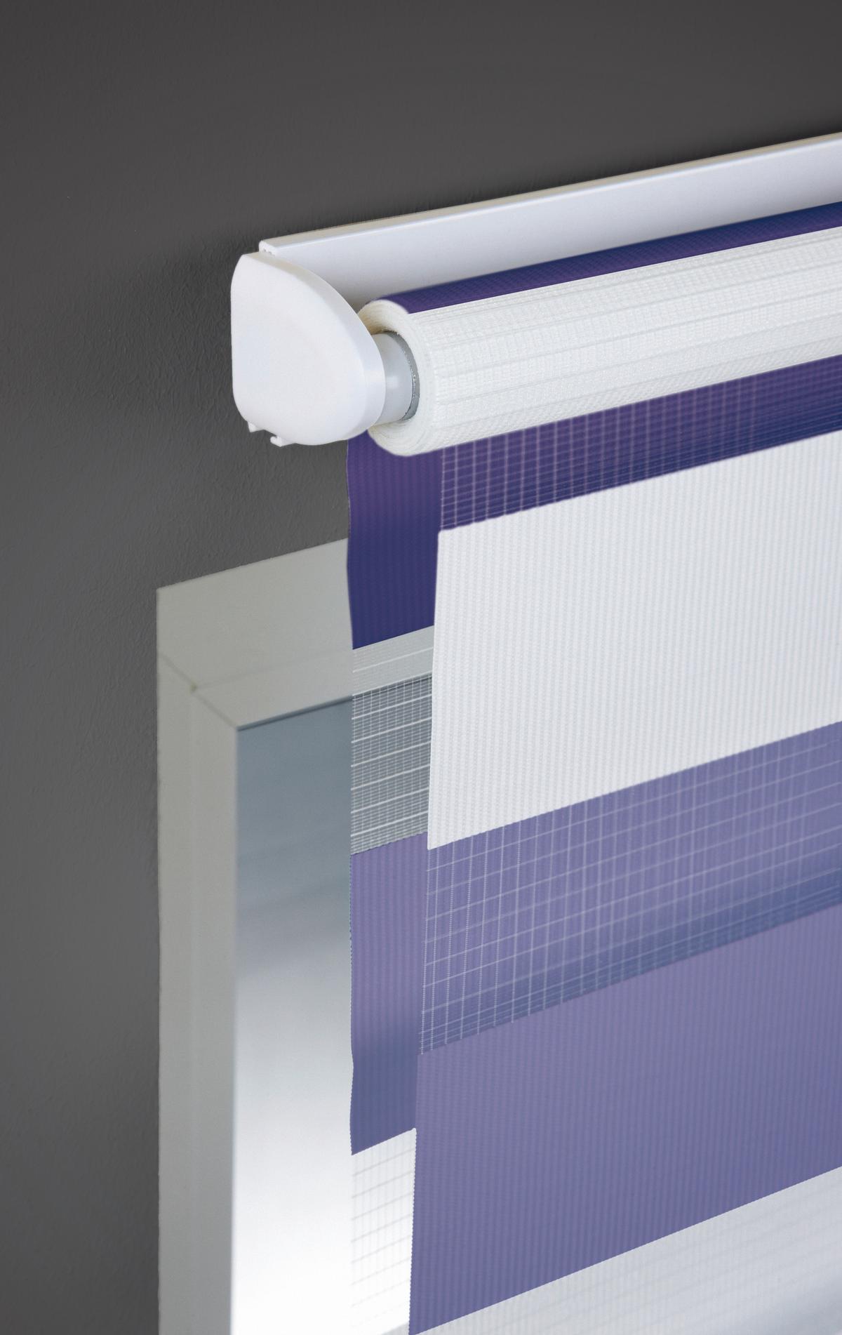 Doppelrollo Just Triple Grau, Weiß, Violett B: 80 cm - Violett/Weiß, Basics, Textil (80/210cm) - Homeware