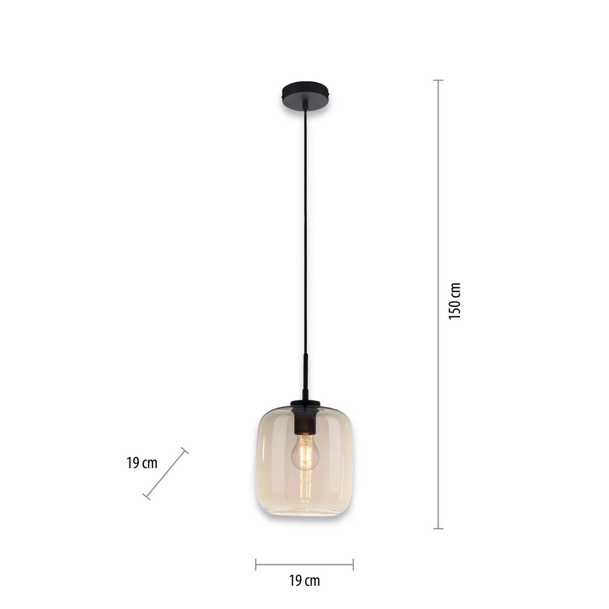 Hängeleuchte 2002-27 Shitake - Schwarz, Design, Kunststoff/Metall (19/19/150cm) - Paul Neuhaus