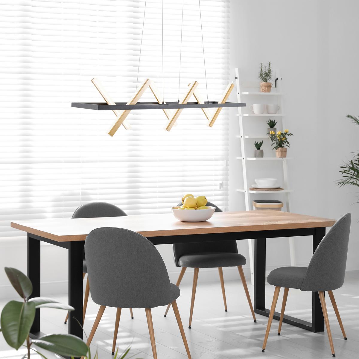 LED-Hängeleuchte Cadice H: 132 cm Schwarz/Goldfarben - Goldfarben/Schwarz, Design, Kunststoff/Metall (100/54/132cm) - Näve