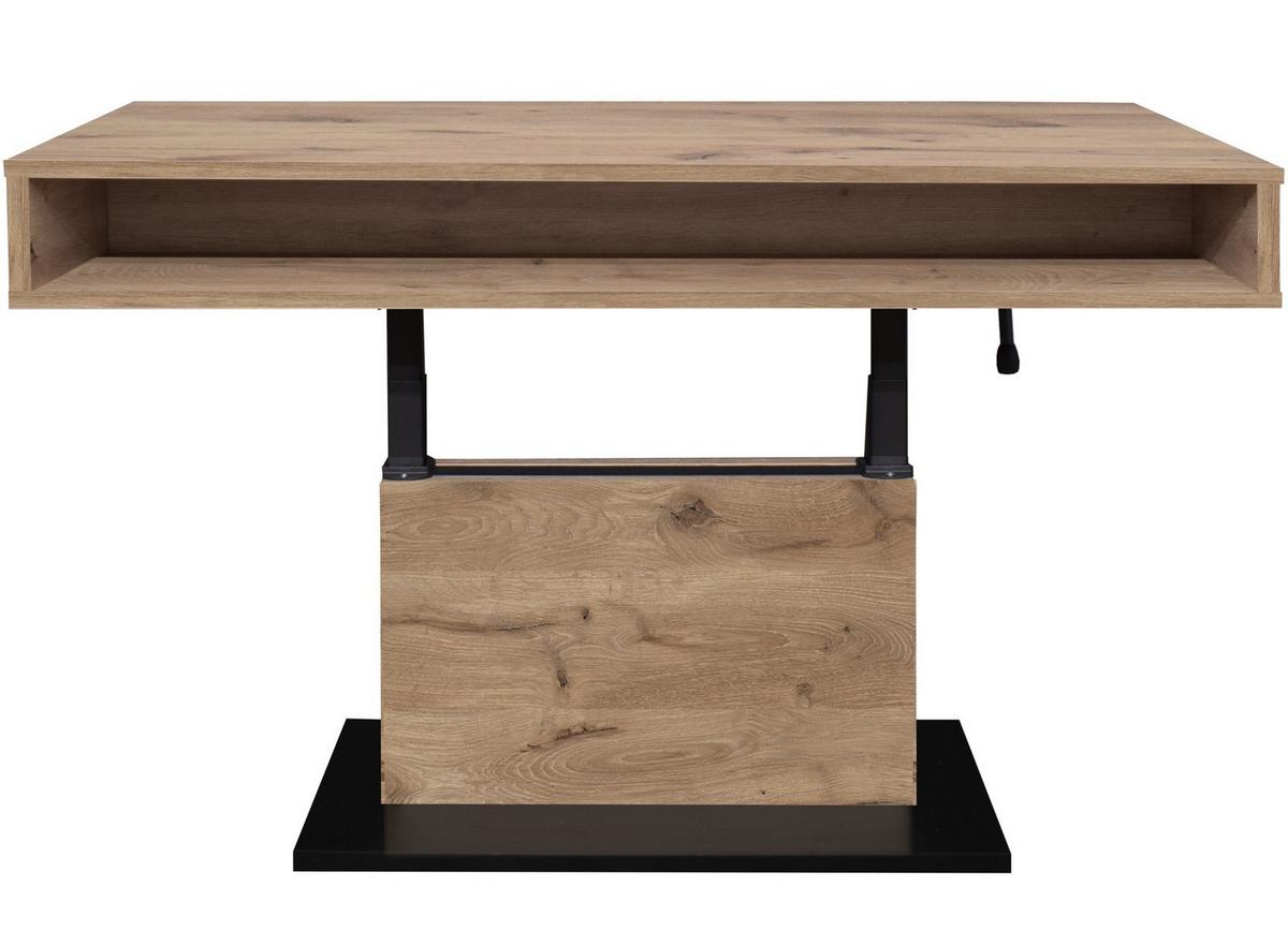 Couchtisch Lift Eichefarben/schwarz B: 110 Cm - Eichefarben/Schwarz, Design, Holzwerkstoff/Metall (110/58-77/60cm) - MID.YOU