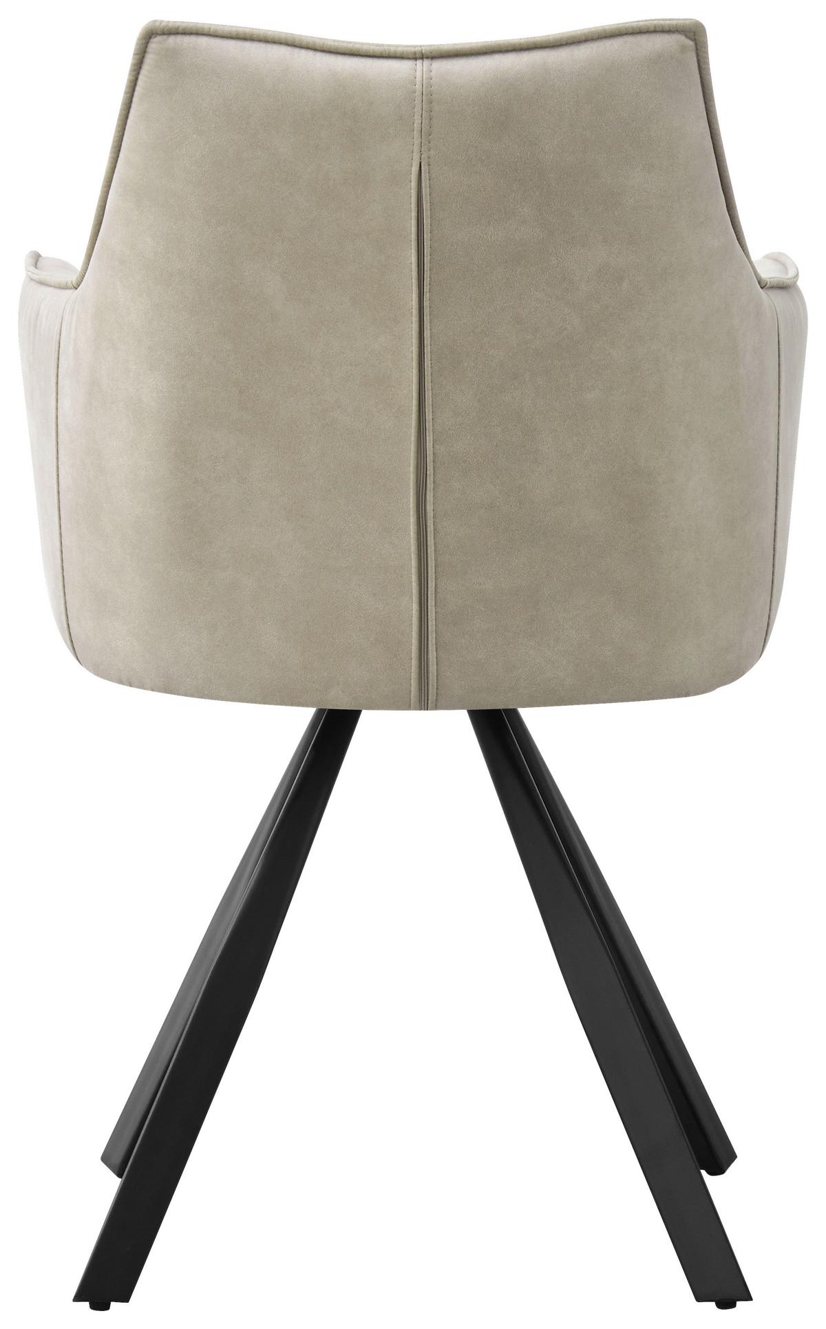 Armlehnstuhl Luna drehbar beige, B: 57cm - Beige/Schwarz, MODERN, Holz/Textil (57/90/62cm)