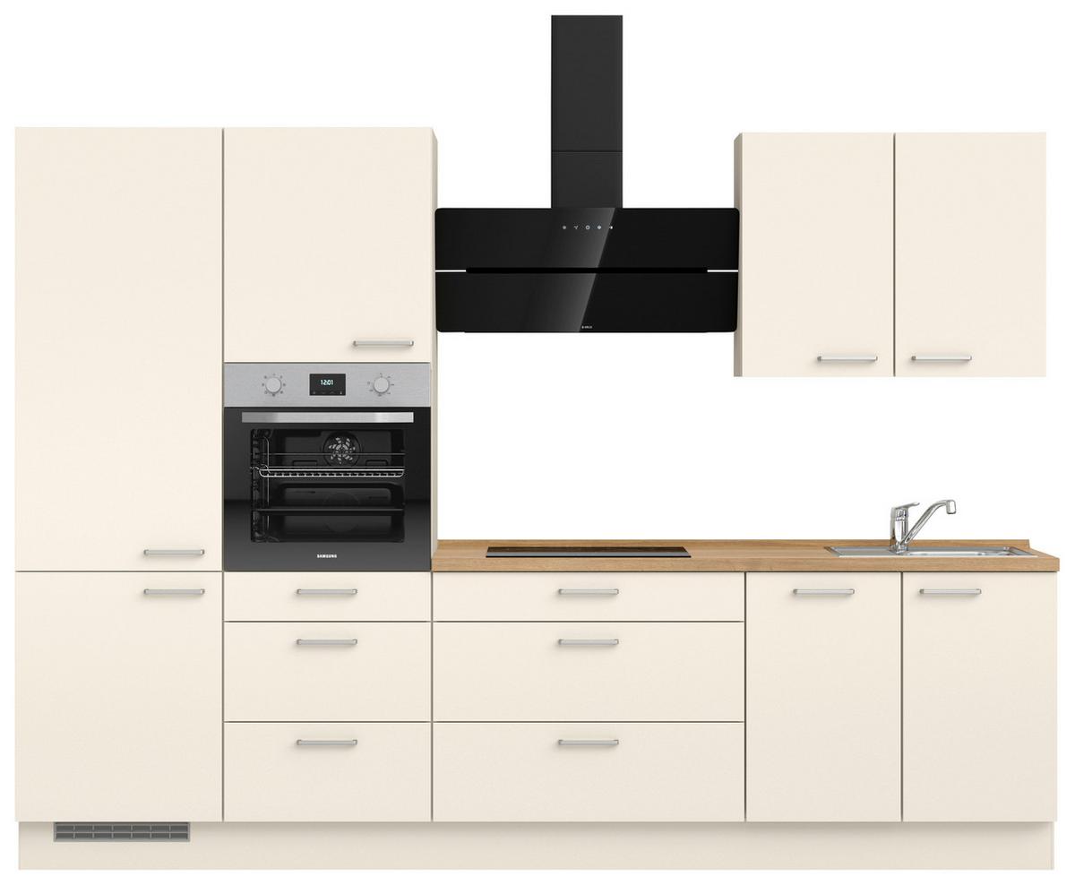 Kuchynská linka 300 cm, magnóliová supermantá - barvy dubu/magnolie, Moderní, kov/kompozitní dřevo (300cm) - Nobilia