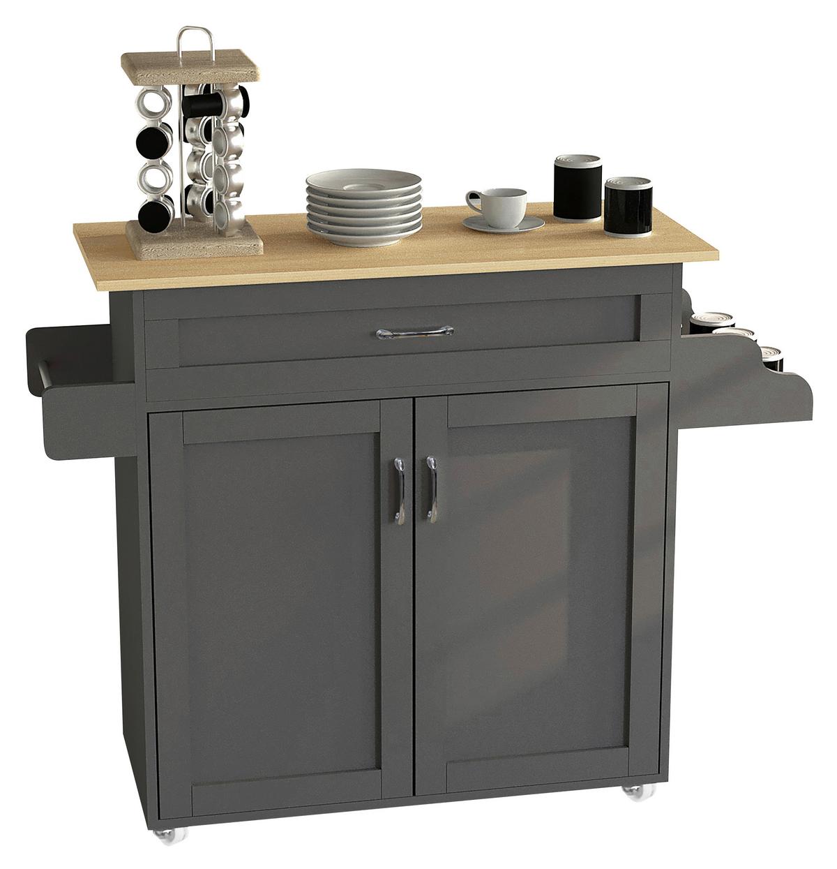 Servierwagen Pastano Anthrazit Eiche Dekor B: 114 Cm - Honigeiche/Anthrazit, Basics, Holzwerkstoff/Kunststoff (114/89/39cm) - MID.YOU
