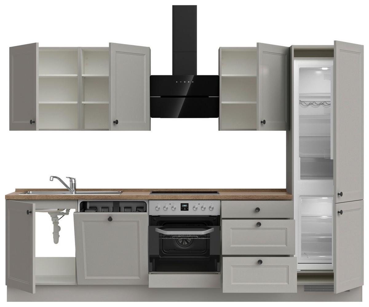 Kuchyňská linka 300 cm, kamenná sivá supermatná - šedá/černá, Moderní, kov/kompozitní dřevo (300cm) - Nobilia