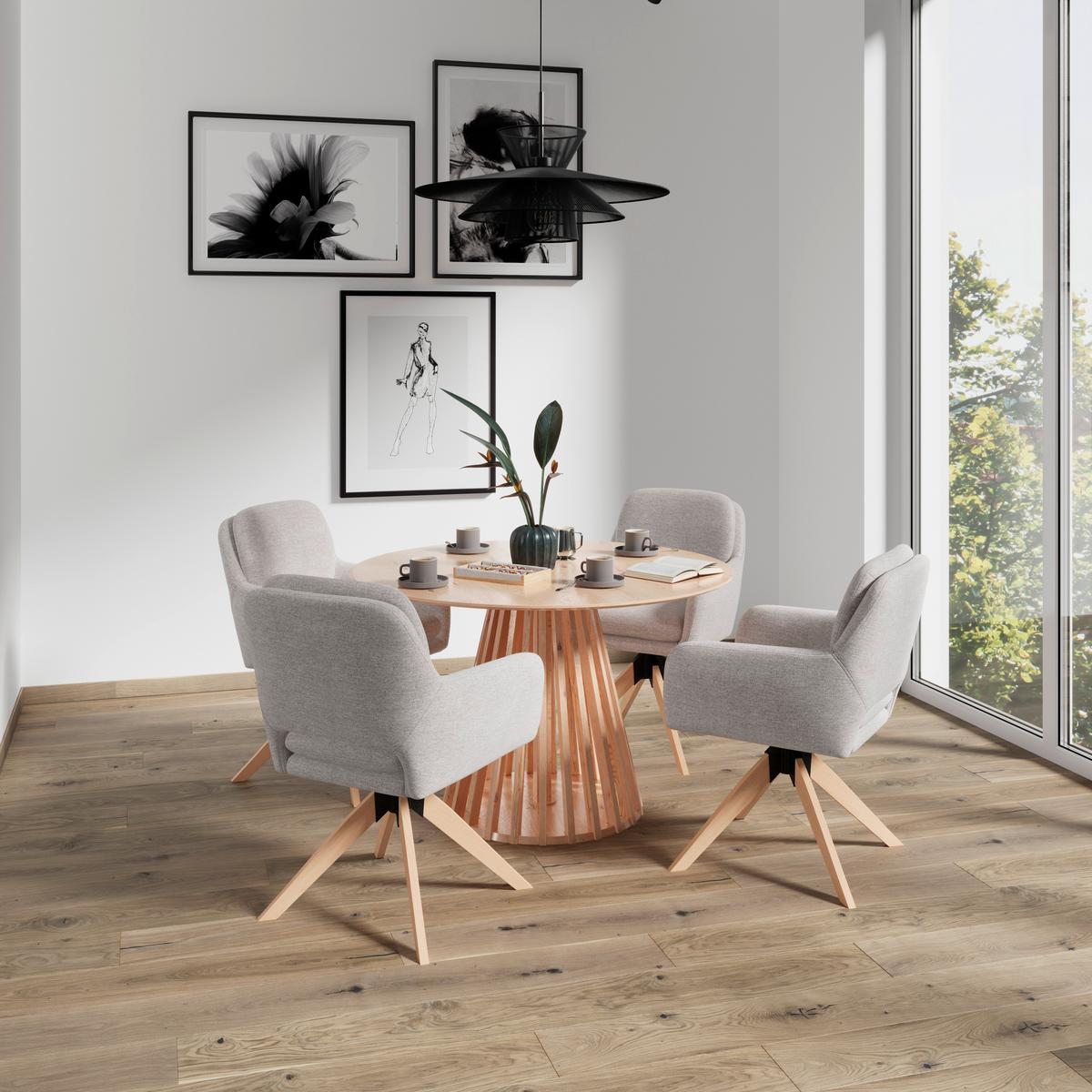 Židle s podrúčkami Adrien, šedobéžová - šedobéžová/přírodní barvy, Moderní, kov/dřevo (64/59/92cm) - Bessagi Home