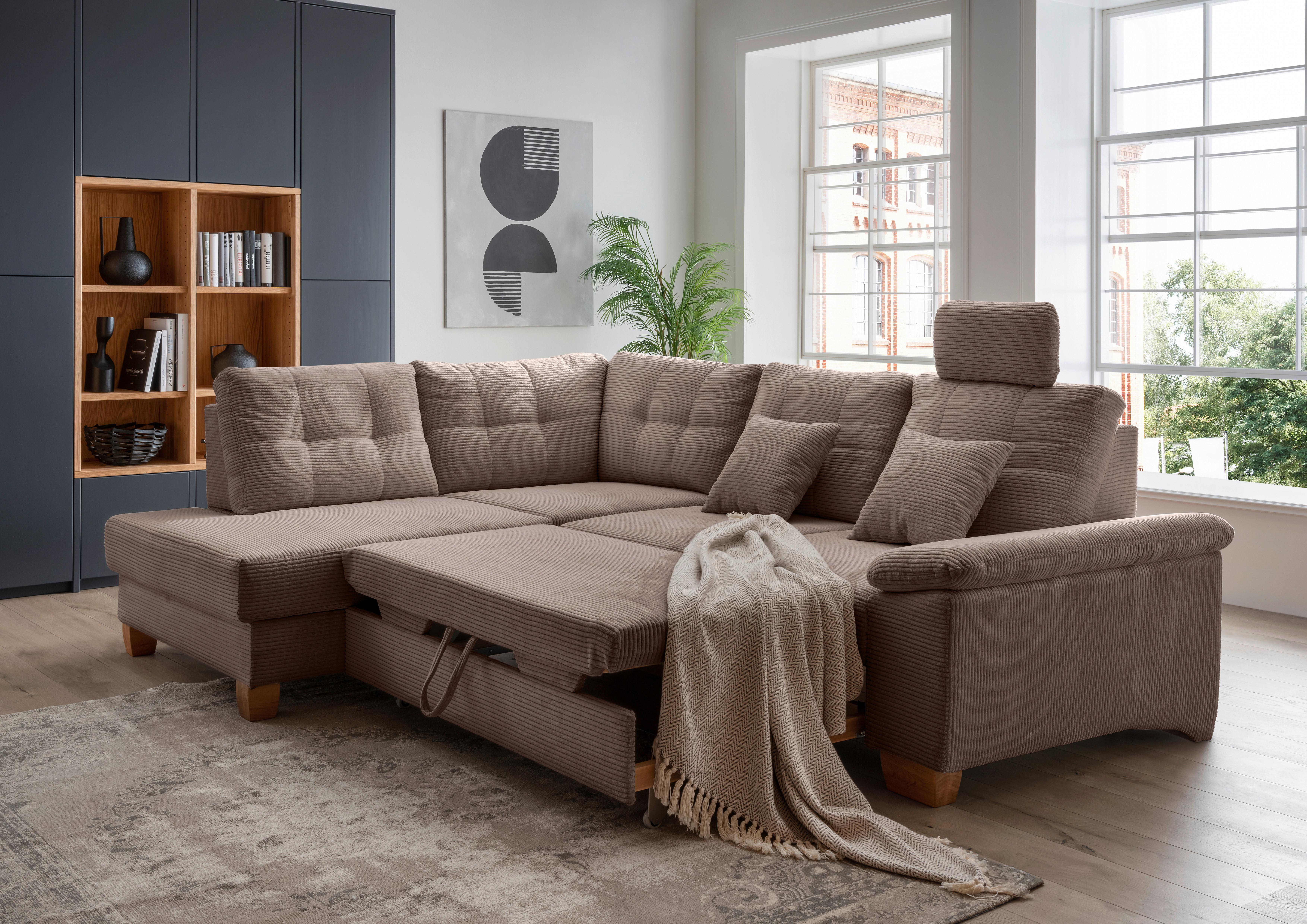 Ecksofa Brizzini Goldfarben S: 206x274 Cm - Graubraun/Naturfarben, MODERN, Textil (206/274cm) - Livetastic