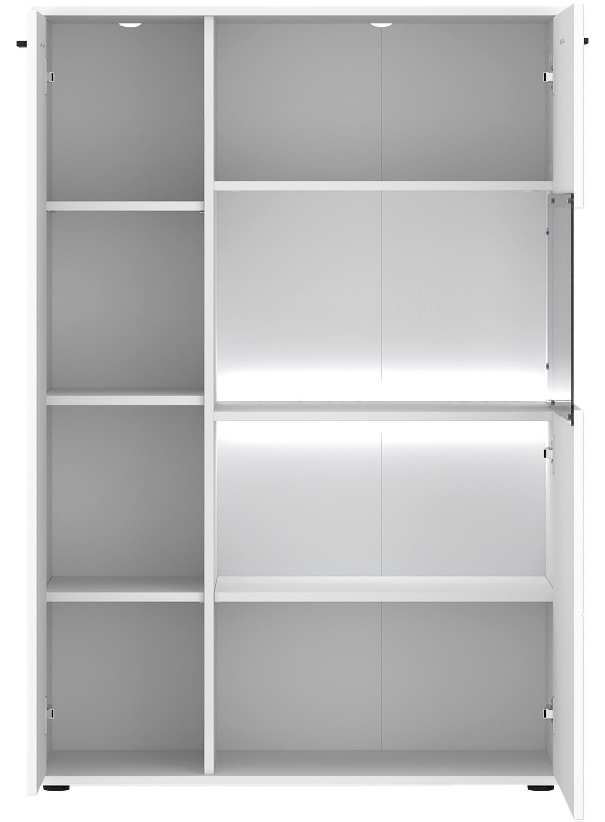 Vitrine Rion Weiß B: 90,1 cm - Weiß, MODERN, Glas/Holzwerkstoff (90/132,4/38cm)