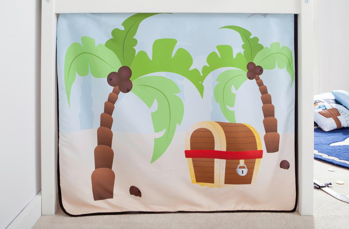 Hochbett Malte Weiß inkl. Rollrost, Tunnel, 90x200 cm - Weiß/Naturfarben, Natur, Holz/Textil (90/200cm) - MID.YOU