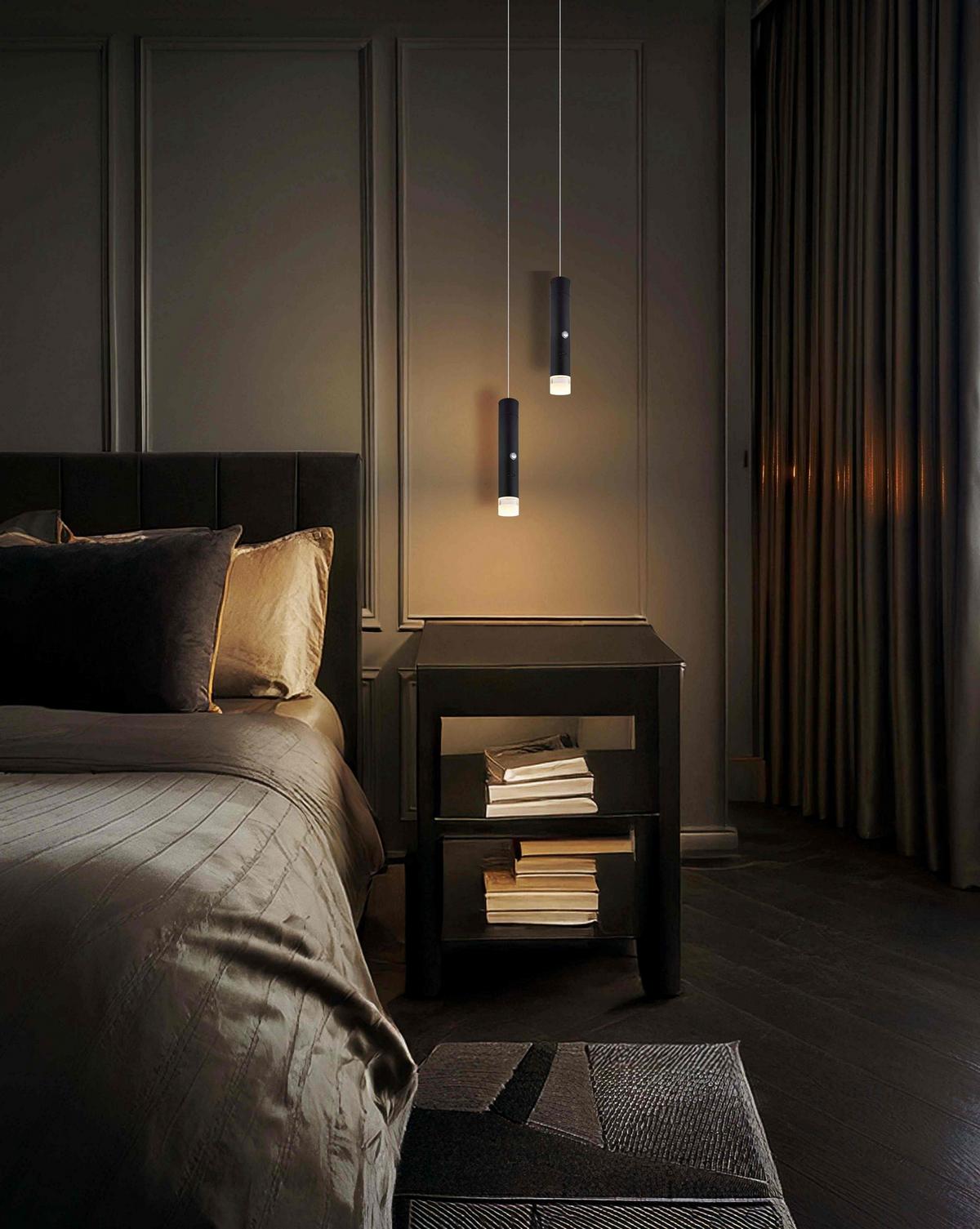 ZÁVĚSNÉ LED SVÍTIDLO PELO - černá/čiré, Design, kov/plast (38/120cm) - Globo
