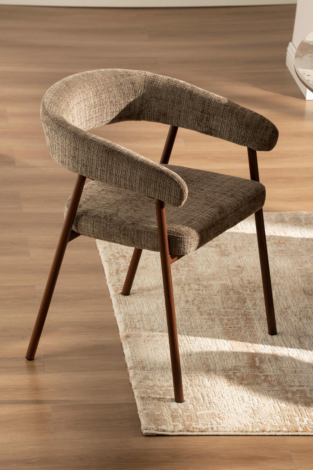 Armlehnstuhl Flora Braun/Walnussfarben B: 56 cm - Walnussfarben/Braun, MODERN, Holz/Textil (56/77/58cm) - Livetastic