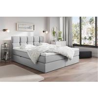 Boxspringbett mit Topper 180x200cm Lorie Hellgrau - Hellgrau/Schwarz, LIFESTYLE, Holz/Holzwerkstoff (180/200cm) - Livetastic