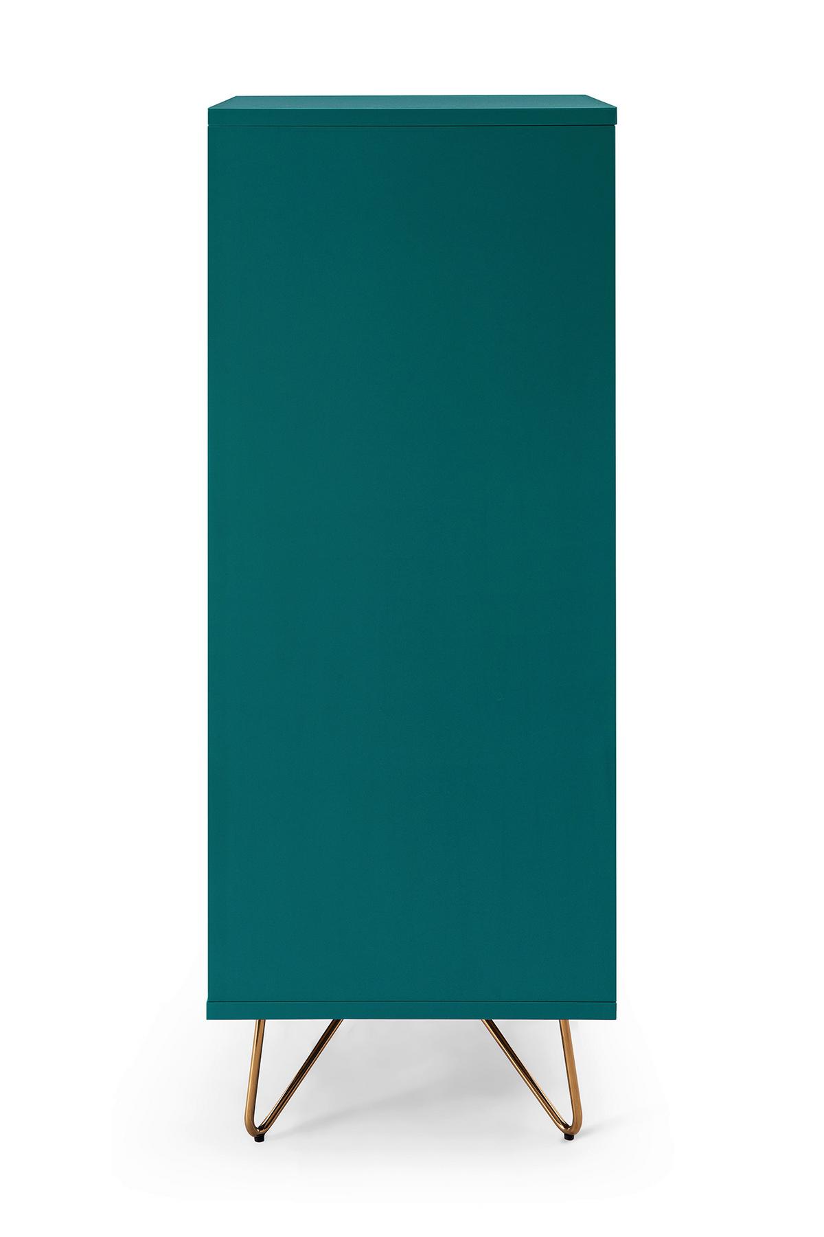 Kommode Blau B: 45cm - Blau/Messingfarben, Design, Glas/Holzwerkstoff (45/110/40cm) - Livetastic