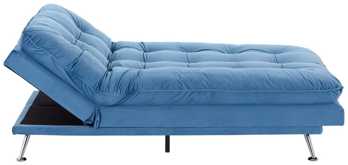 3-sitzer-sofa + Schlaffunktion Palermo Hellblau, Samt - Chromfarben/Dunkelblau, Design, Holz/Textil (189/92/103cm) - Luca Bessoni