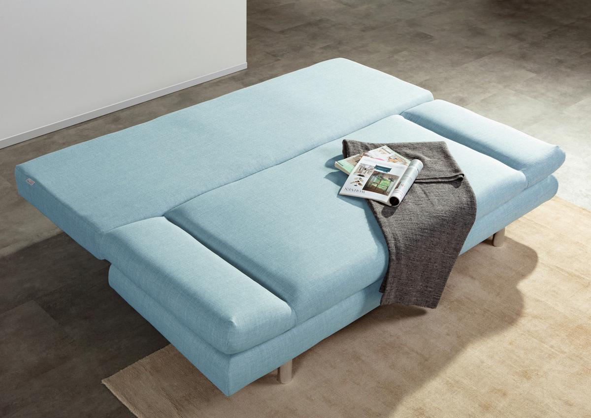 Schlafsofa Sorini, Hellblau B: 194 Cm - Chromfarben/Schwarz, Design, Textil (194/73/91cm) - MID.YOU
