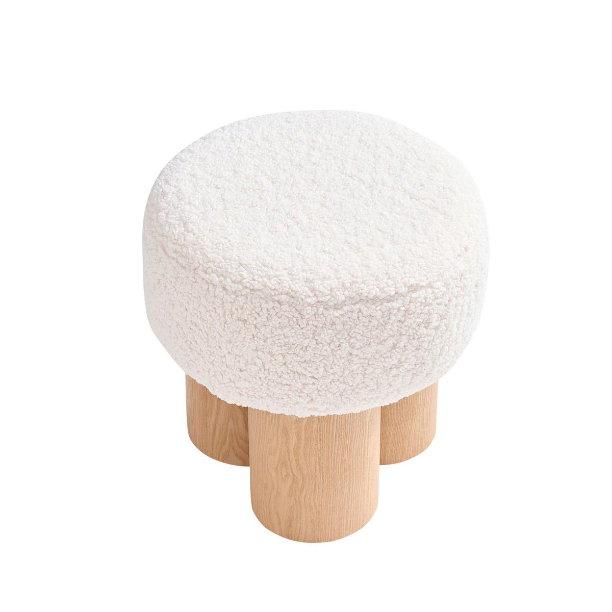 Hocker Weiß, Naturfarben B: 50cm - Naturfarben/Weiß, MODERN, Holzwerkstoff/Textil (50/49/50cm) - Livetastic