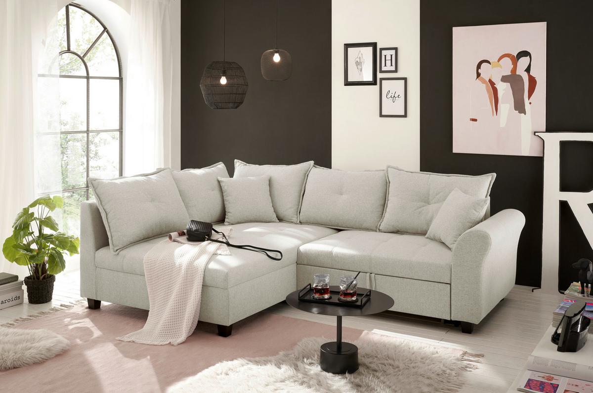 Ecksofa Liz Beige S: 175x252 Cm - Beige/Schwarz, MODERN, Textil (175/252cm) - Livetastic