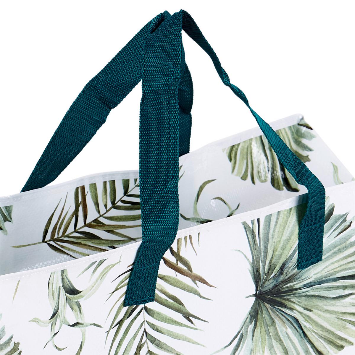 Einkaufstasche Faltbar Palme Weiß/Grün - Weiß/Grün, Basics, Kunststoff (58/48/29,5cm)