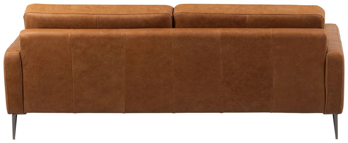 3,5-Sitzer Spring, Cognac B: 207 cm - Cognac/Schwarzchrom, Design, Leder (207/85/92cm) - Livetastic