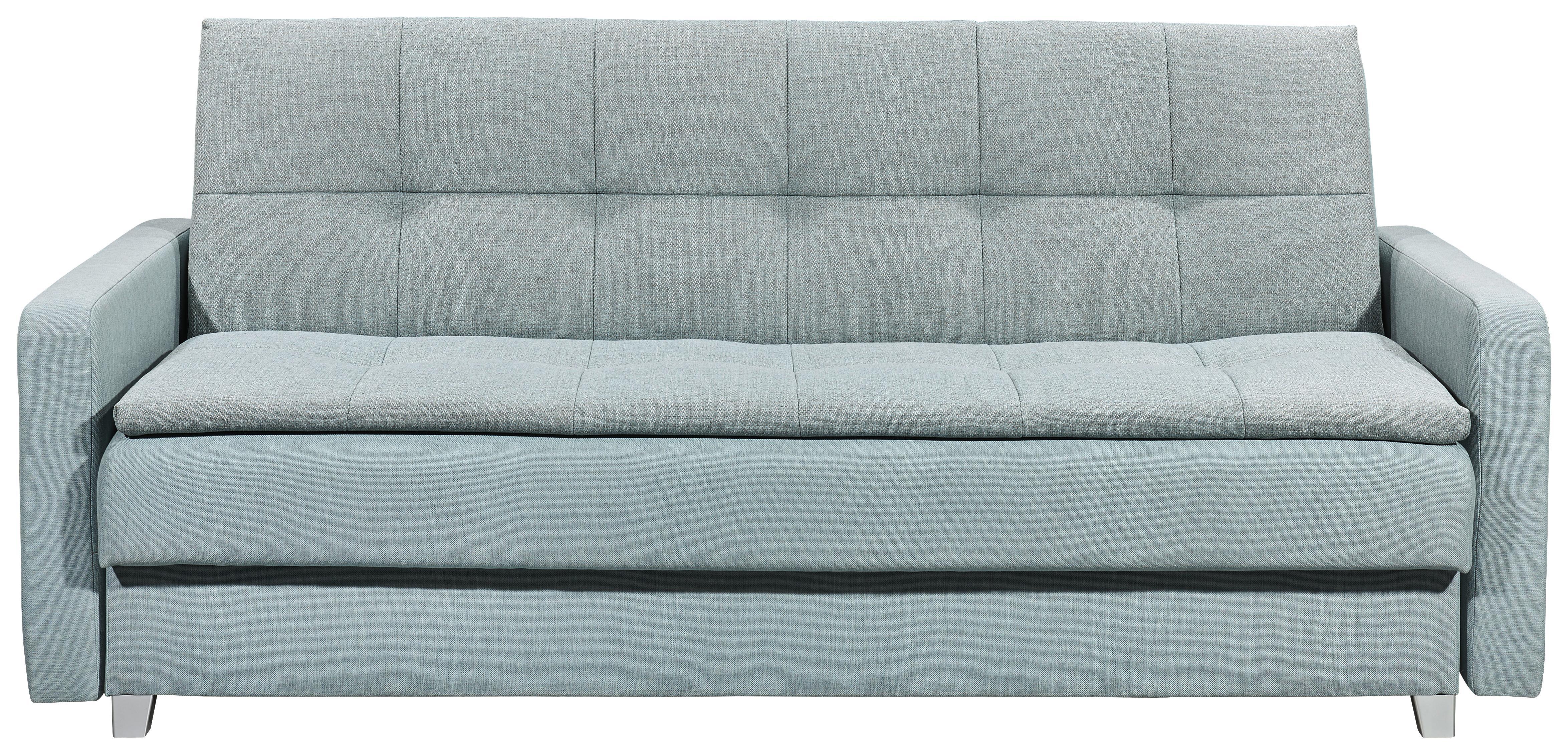 Schlafsofa Damian B: ca. 216 cm - Blau/Silberfarben, MODERN, Holzwerkstoff/Textil (216/95/88cm) - Carryhome